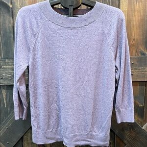 LOFT Speckled Light Sweater Top L Purple‎ Ribbed Soft Neutral Stretch Casual
